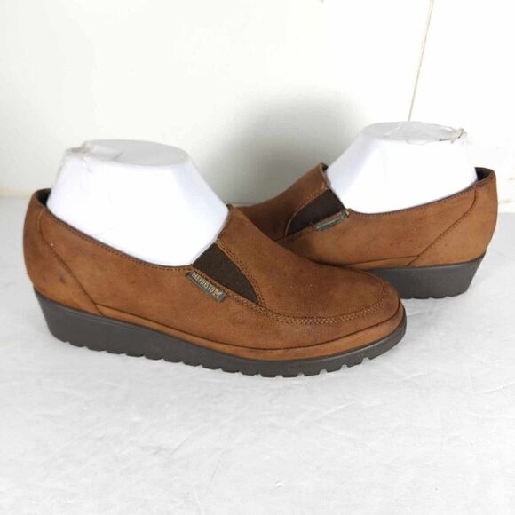 Mephisto Women's US 7 Brown Leather Slip-On Comfort Wedge Loafers - Picture 9 of 15